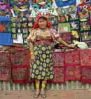 San Blas Indian<BR>with<BR>Mola display